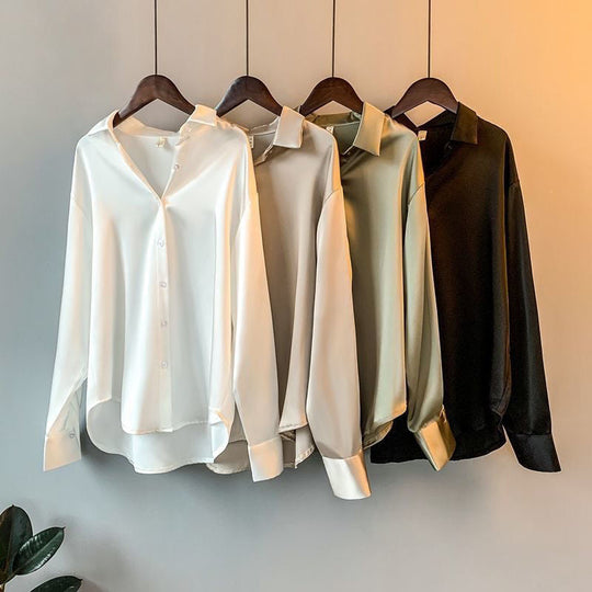 Heidi-Mode | Damen Seidenbluse mit Luxuriösem Glanz Elegante Business Mode