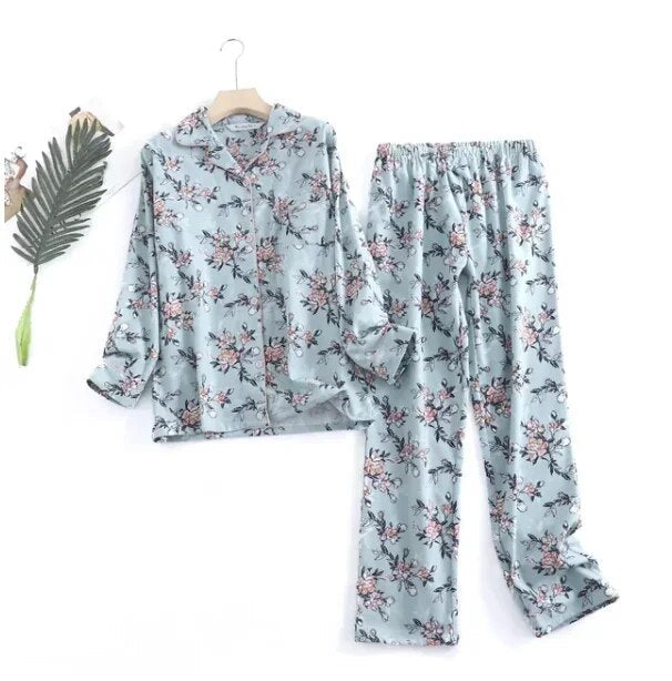 Heidi-Mode | Bequemes Damen Pyjama Satz mit Lebendigen Mustern Zweiteiler