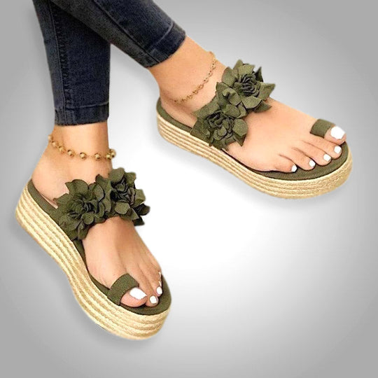 Heidi-Mode | Elegante Damen Sandalen mit Floralem Design und Akzenten