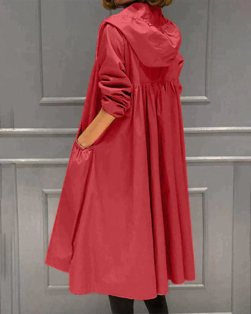 Heidi-Mode | Eleganter Langer Regenmantel mit Kapuze