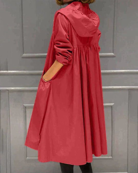 Heidi-Mode | Eleganter Langer Regenmantel mit Kapuze