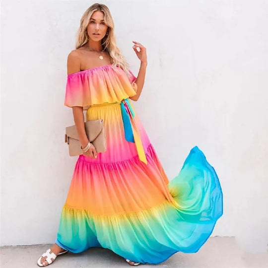 Heidi-Mode | Lange Kleid mit Volants