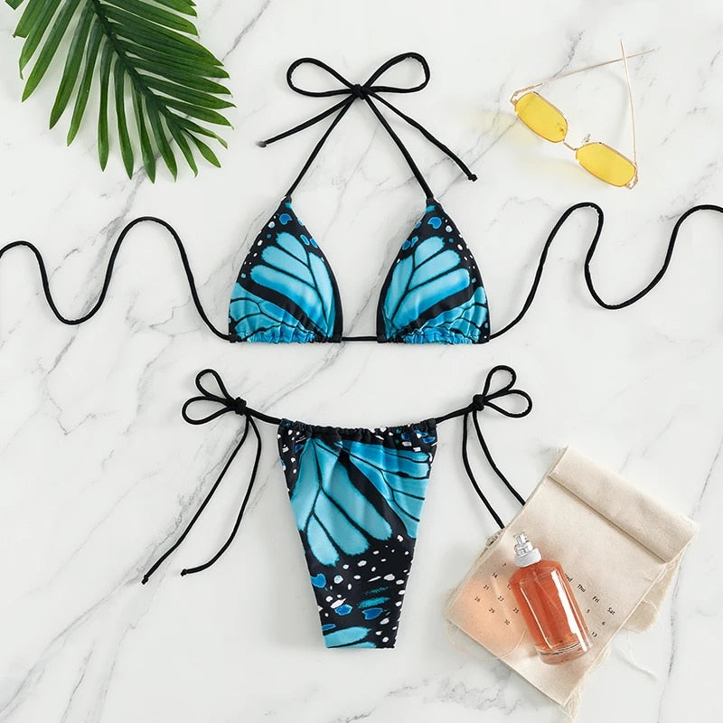 Heidi-Mode | Butterfly Triangle Thong Mikro Bikini Satzs
