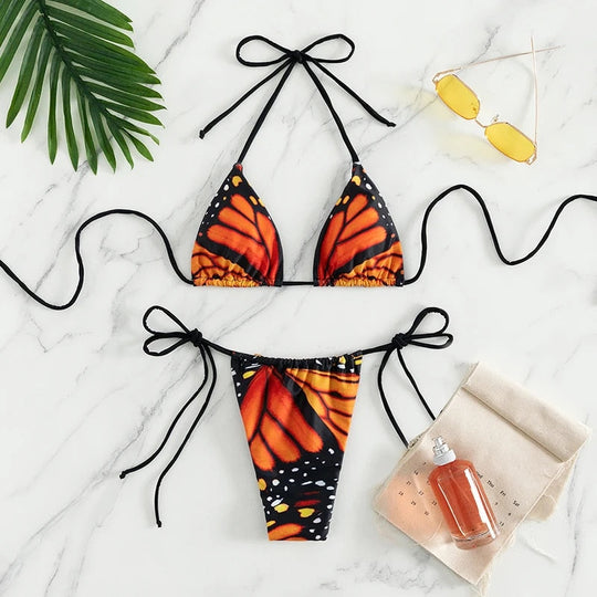Heidi-Mode | Butterfly Triangle Thong Mikro Bikini Satzs