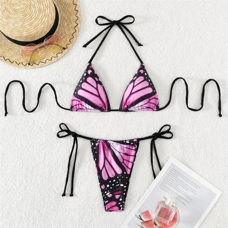 Heidi-Mode | Butterfly Triangle Thong Mikro Bikini Satzs