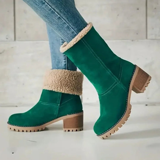 Heidi-Mode | Mid-Tube Fellgefütterte Stiefel für Frauen – Stylisch, Warm, Komfort Design