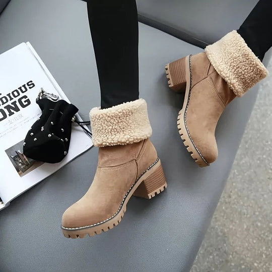 Heidi-Mode | Mid-Tube Fellgefütterte Stiefel für Frauen – Stylisch, Warm, Komfort Design
