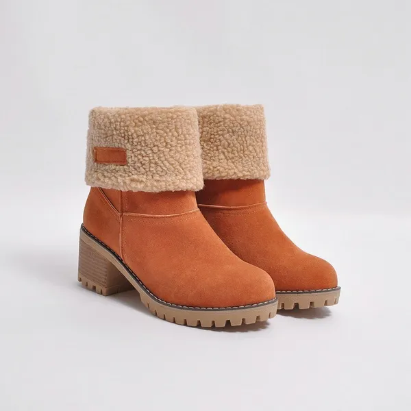 Heidi-Mode | Mid-Tube Fellgefütterte Stiefel für Frauen – Stylisch, Warm, Komfort Design