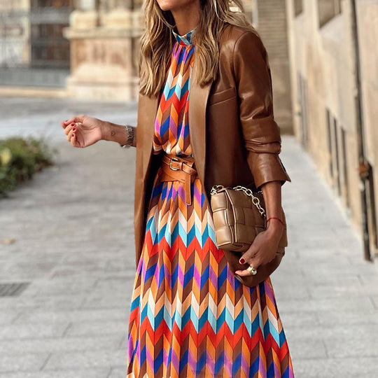 Formelles Midi-Kleid mit Print