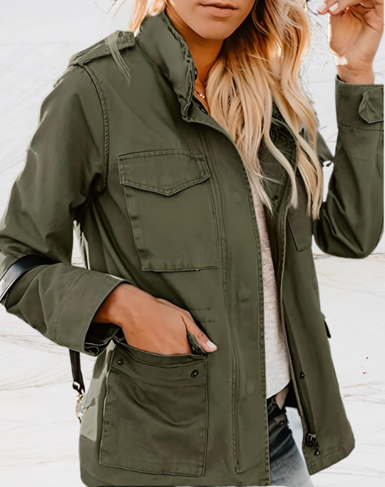 Heidi-Mode - Stilvoller Jacke mit Langen Ärmeln und Vier Taschen für Damen