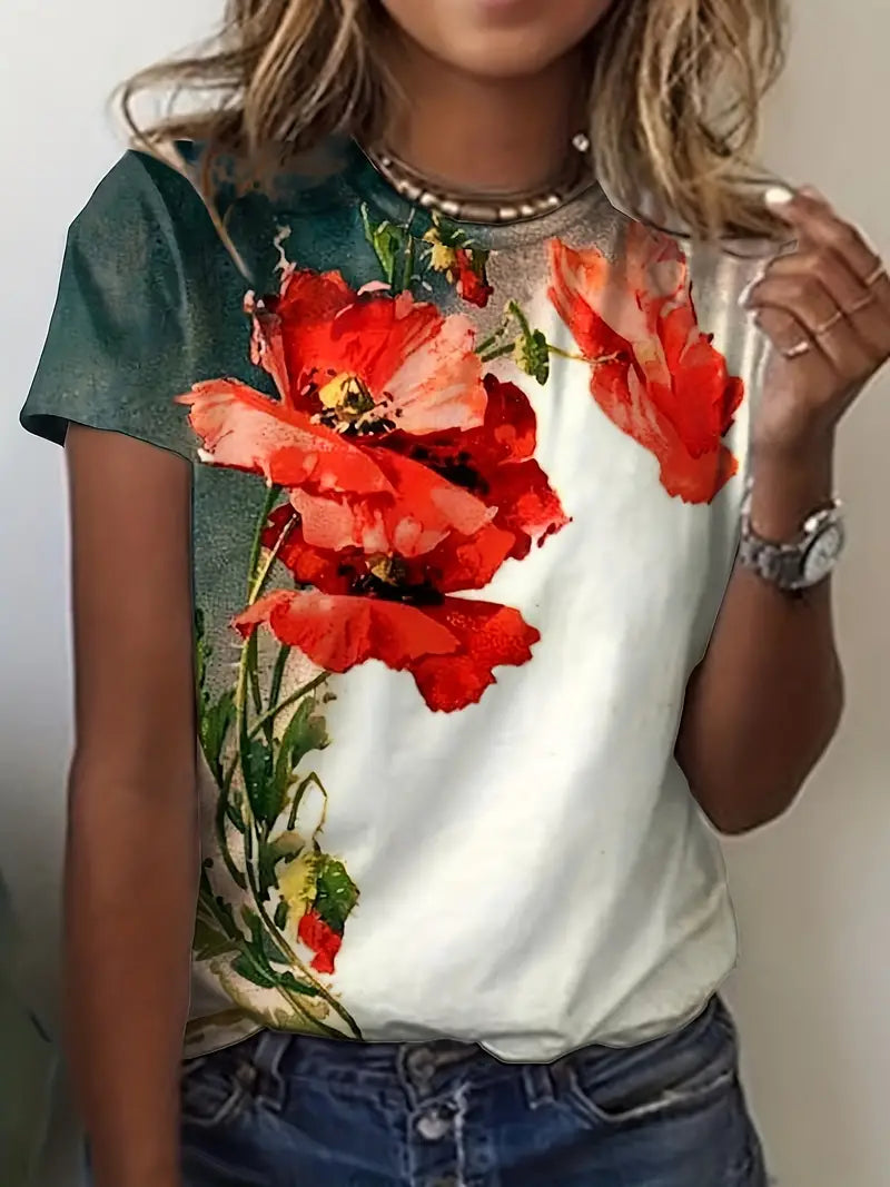 Heidi-Mode | Lässiges T-Shirt mit Kurzen Ärmeln und Rundem Halsausschnitt für Den Sommer