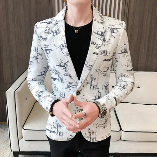 Heidi-Mode | Modern Bedruckter, Lässiger Herrenblazer