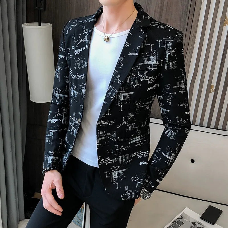Heidi-Mode | Modern Bedruckter, Lässiger Herrenblazer