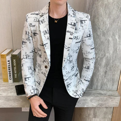 Heidi-Mode | Modern Bedruckter, Lässiger Herrenblazer