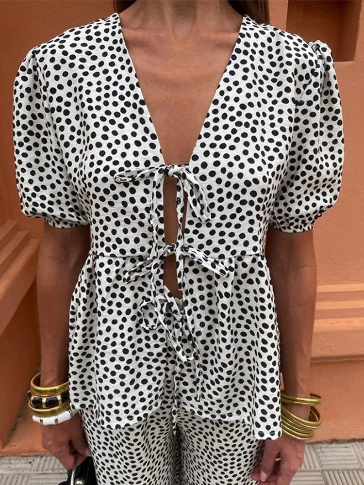Heidi-Mode | Set - Sommerlich und Komfortabel - Auffälliger Druck - Baumwolle - Geeignet für Freizeit- und Elegante Anlässe