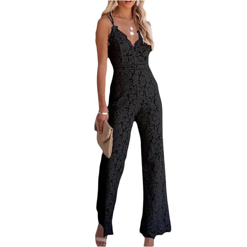 Heidi-Mode | Eleganter Ärmelloser Spitzen-Jumpsuit