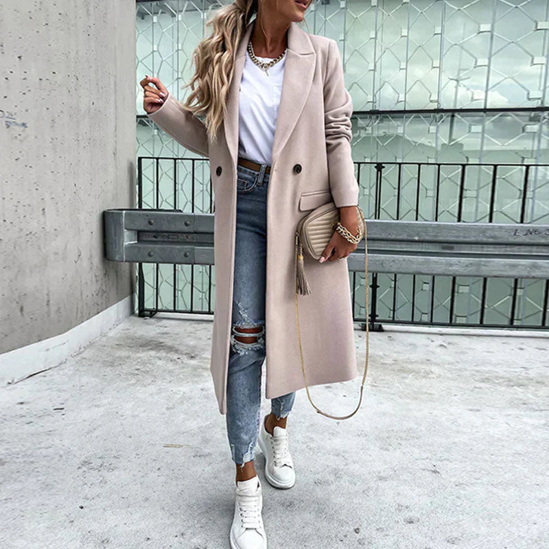 Heidi-Mode | Lange Damen Wollmantel für Den Winter Warm und Bequem