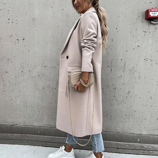 Heidi-Mode | Stilvolle Lange Mantel Herbst Jacke mit Knöpfen