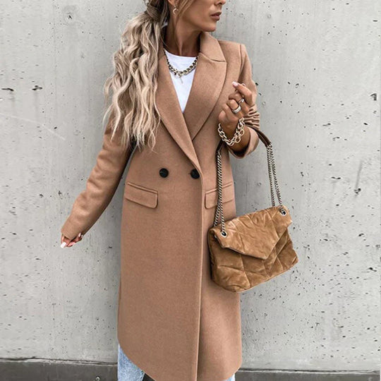 Heidi-Mode | Lange Damen Wollmantel für Den Winter Warm und Bequem