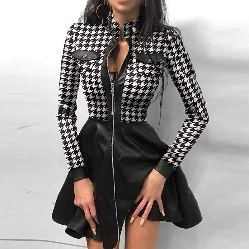 Heidi-Mode | Stylisches Lederkleid mit Frontreißverschluss für Frauen