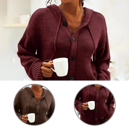 Heidi-Mode | Strickjacke mit Kapuze und Kordelzug