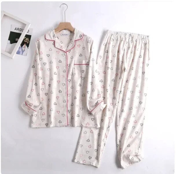 Heidi-Mode | Bequemes Damen Pyjama Satz mit Lebendigen Mustern Zweiteiler