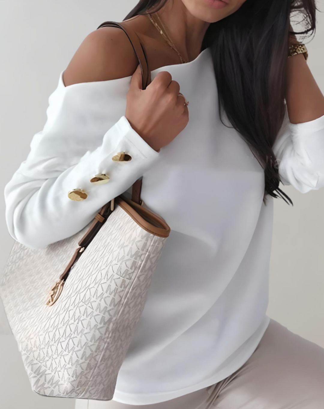 Heidi-Mode | Pull Simple mit V-Ausschnitt und Knöpfen An Den Ärmeln
