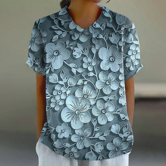 Handgefertigte Bluse mit Blumenmuster