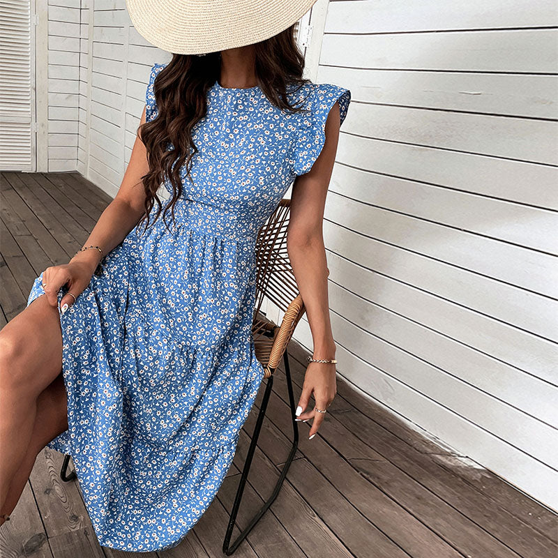 Heidi-Mode | Retro Stil Ärmelloses Midi Kleid mit Blumenmuster