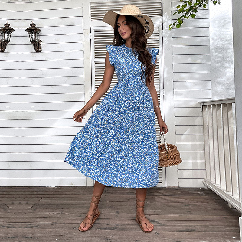 Heidi-Mode | Retro Stil Ärmelloses Midi Kleid mit Blumenmuster