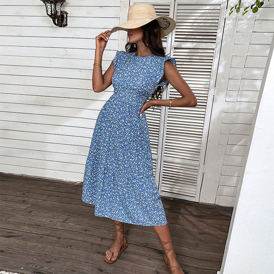 Heidi-Mode | Retro Stil Ärmelloses Midi Kleid mit Blumenmuster
