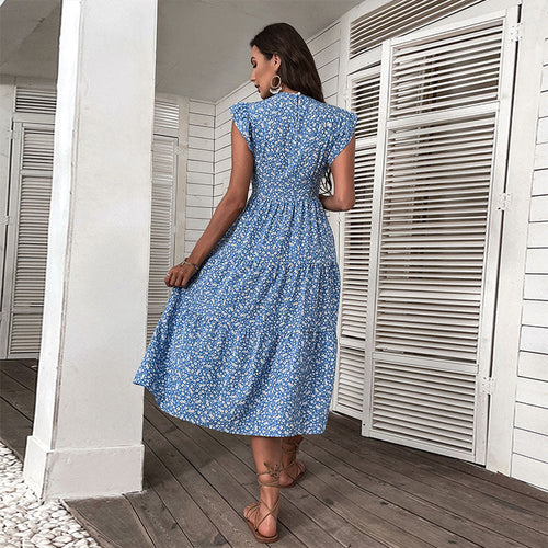 Heidi-Mode | Retro Stil Ärmelloses Midi Kleid mit Blumenmuster