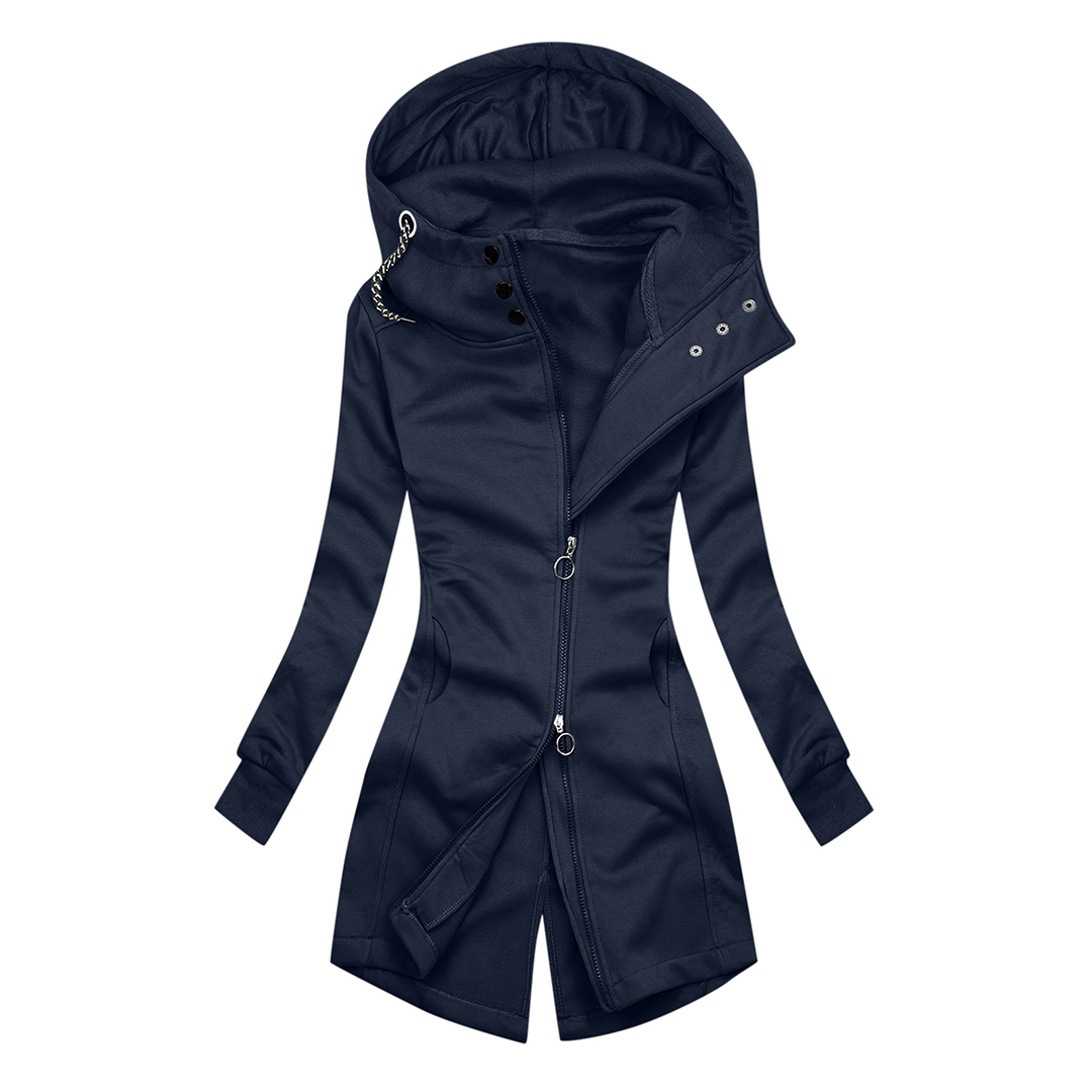 Heidi-Mode | lässige Slim-Fit Hoodie Rollkragenjacke