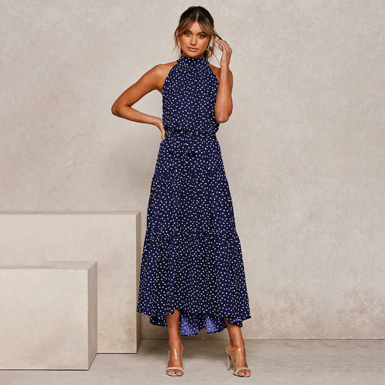 Elegantes langes Polka-Kleid