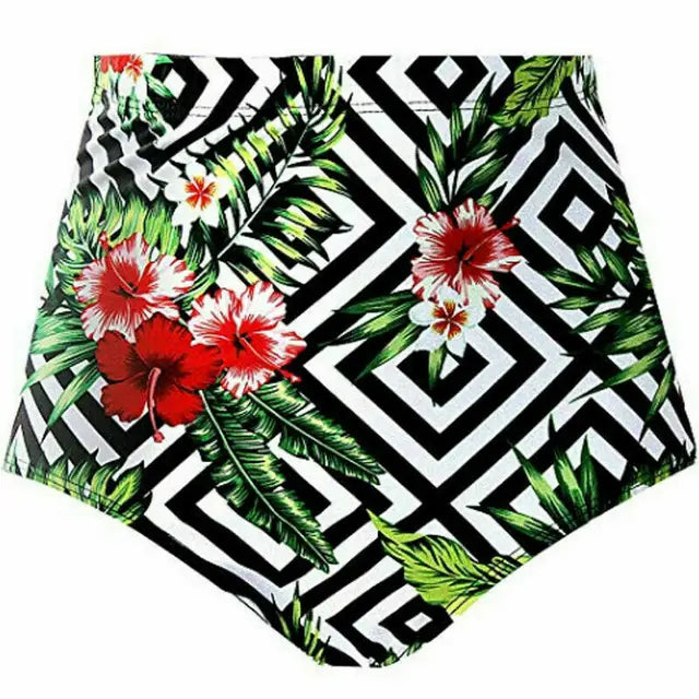Heidi-Mode | Sommer Frauen Hohe Taille Bikini Unterteil Blumen Bademode