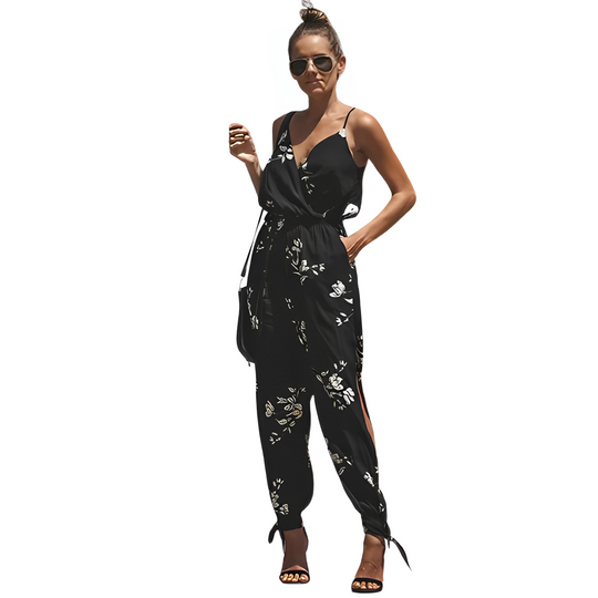 Geblümter Jumpsuit mit freiem Rücken