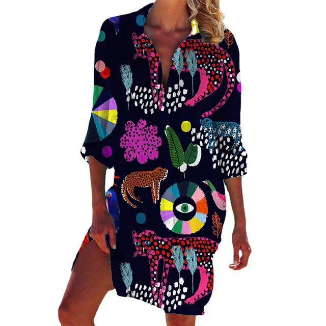 Heidi-Mode | Bluse Hawaiiante Druck Tropische Blumen
