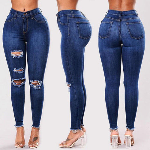 Heidi-Mode | Hochtaillierte Skinny Ripped Jeans - 3 Stile