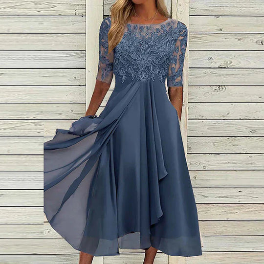 dunkelblaue Festkleid