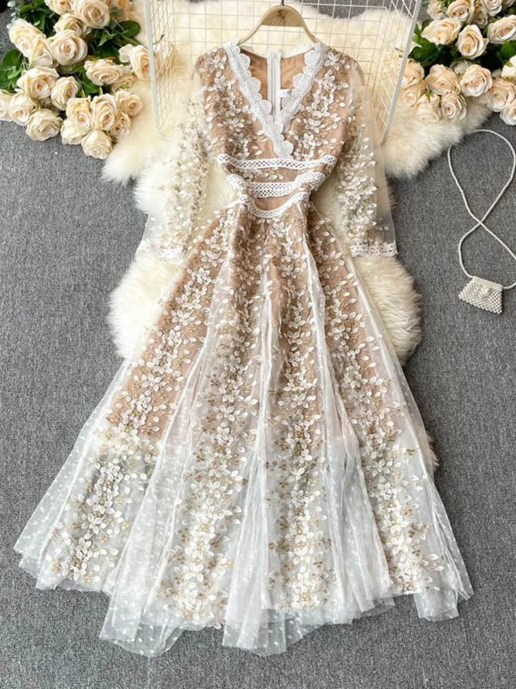 Couture Gehaakte Bloemenjurk