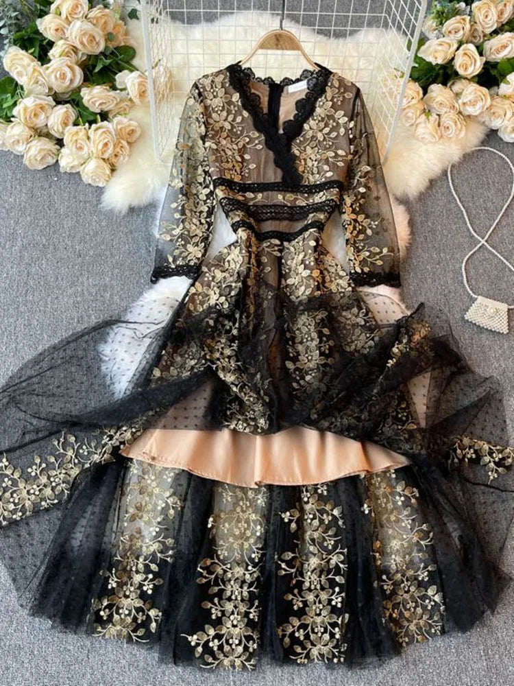 Couture Gehaakte Bloemenjurk
