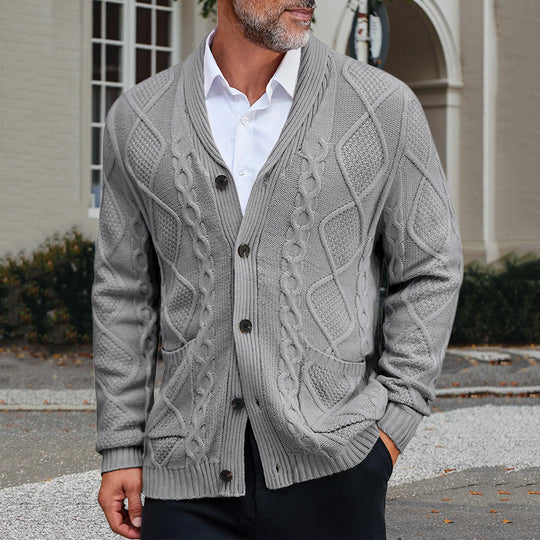 Herren modischer Strickcardigan mit strukturierter Oberfläche und praktischen Taschen Heidi-Mode