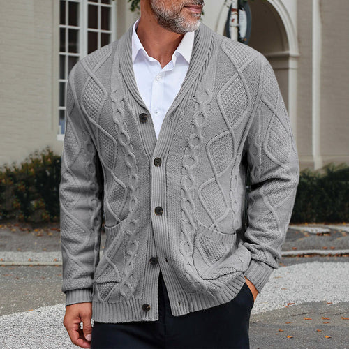 Herren modischer Strickcardigan mit strukturierter Oberfläche und praktischen Taschen Heidi-Mode