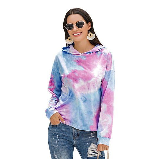 Damen lässiger Kapuzenpullover mit modernem Tie-Dye-Design Heidi-Mode
