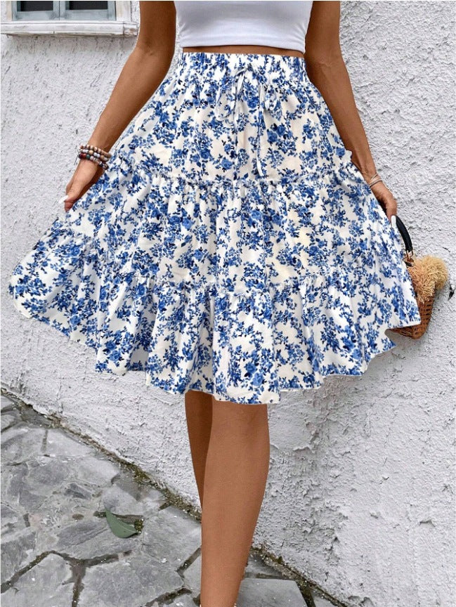 Damen Sommerrock mit charmanten Volantdetails und floralem Muster Heidi-Mode