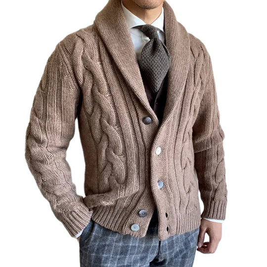 Herren Strickjacke mit modernen Zopfmuster Heidi-Mode