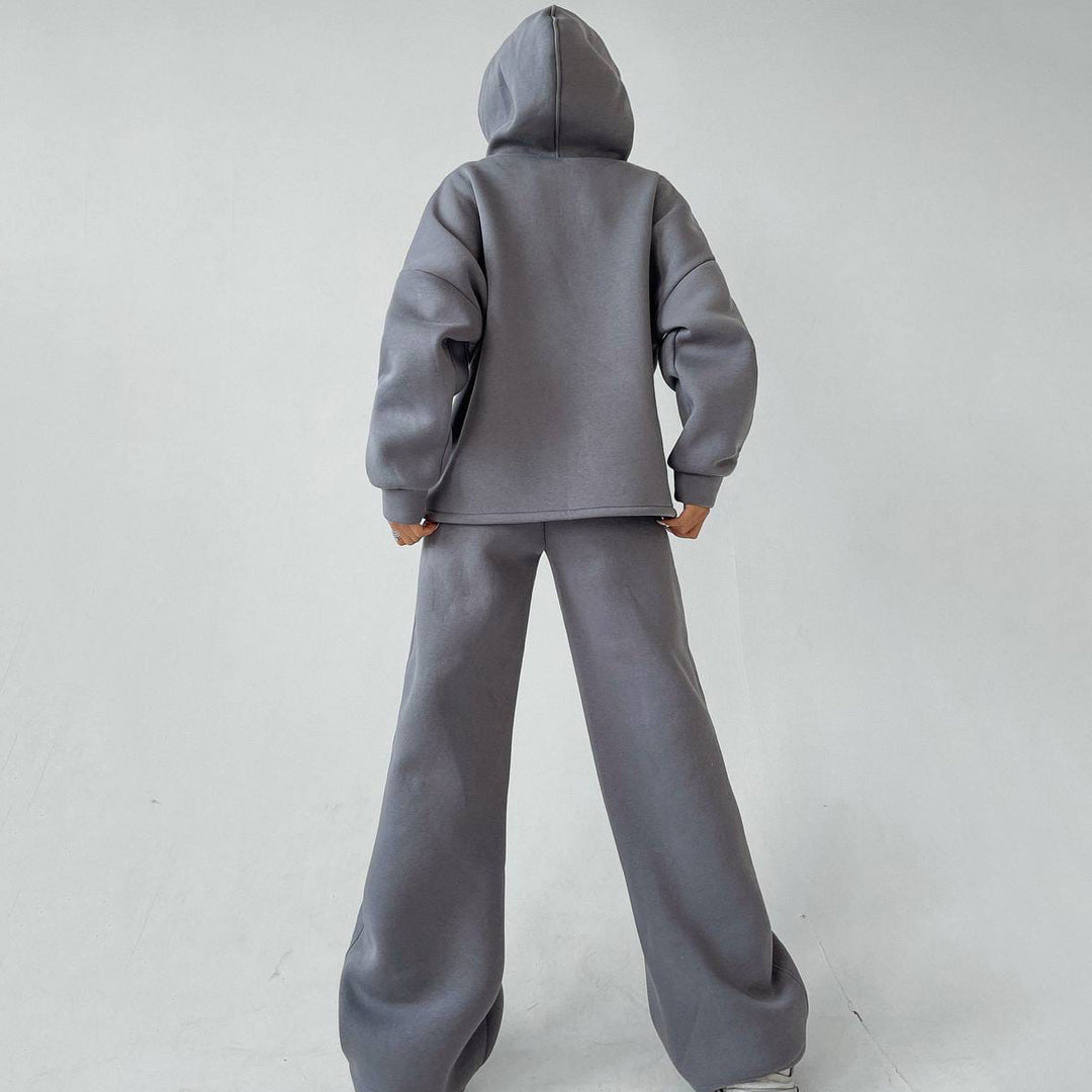 Damen lässiges Oversized Hoodie- und Wide Leg Hosen Set Heidi-Mode