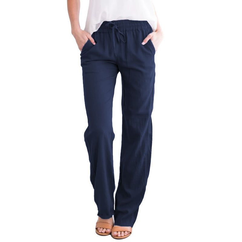 Damen Weite Hose mit elastischem Bund und praktischen Seitentaschen Heidi-Mode