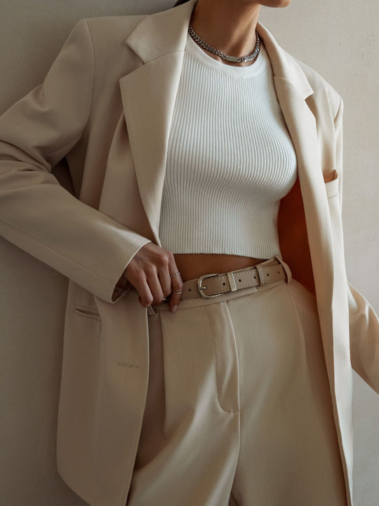 Damen Kurzarmpullover mit Rippenstruktur Heidi-Mode