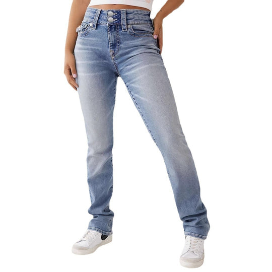 Damen High-Waist Slim Fit Jeans mit elegantem Knopfdetail Heidi-Mode